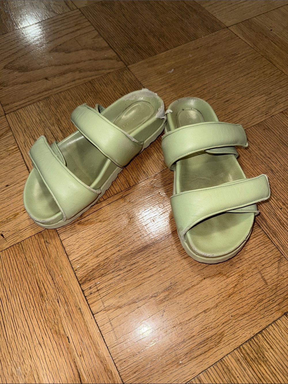 GIA x Pernille Teisbaek Slide Sandals Green Leather Size 36 EU - Picture 2 of 7